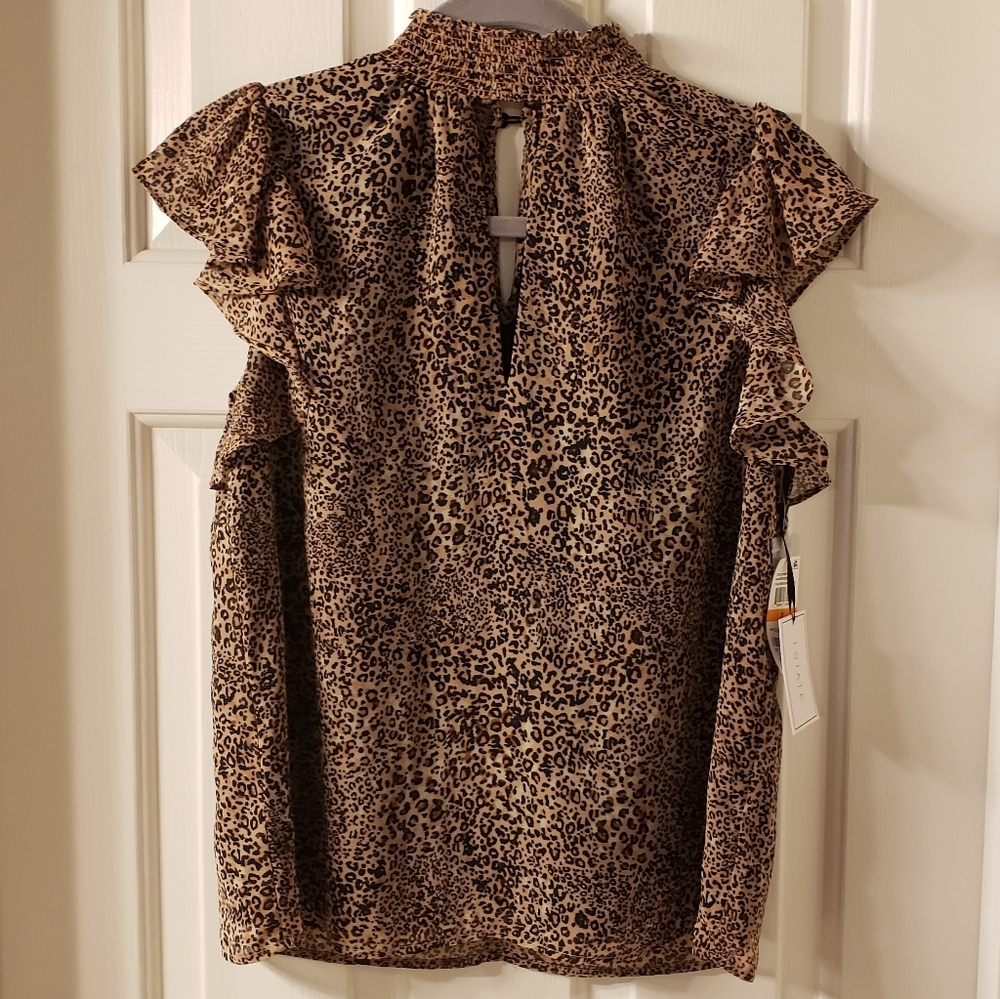 NWT! Uncommon Animal Print Ruffle Blouse